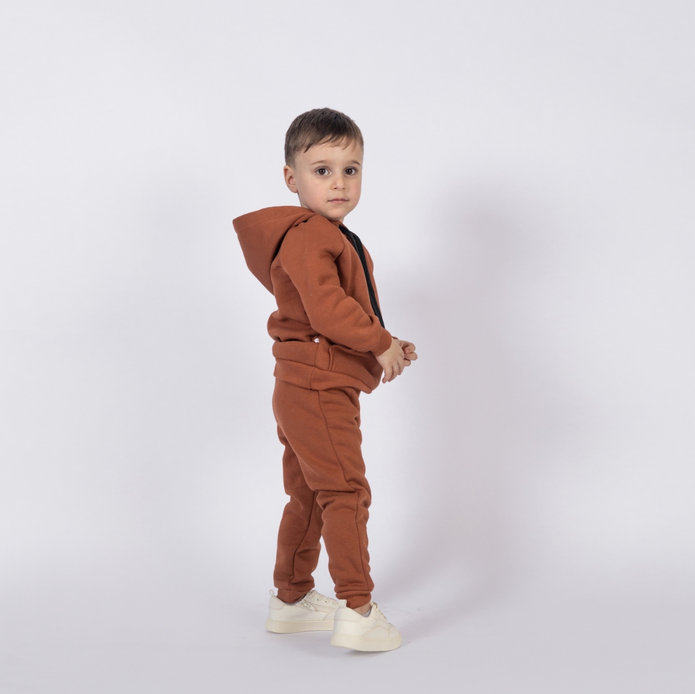 296-ТР. Свитшот с капюшоном  + Штаны, хлопок 65%, 35% ПЭ, 3-х нитка (начес) терракот 80,86,92