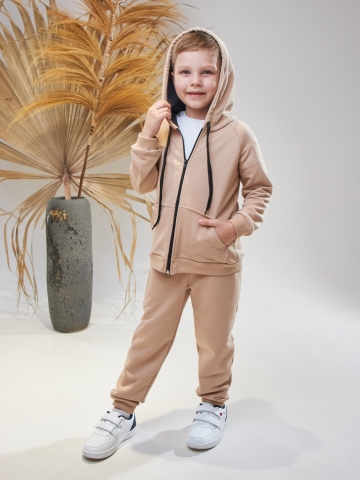 Купить оптом 328-К. Костюм детский  на молнии, капучино хлопок 65%, 35% ПЭ, 3-х нитка без начеса 80,86,92 в Серове