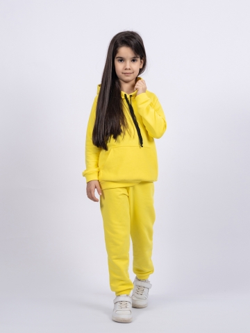 Купить оптом 311-Ж. Свитшот с капюшоном + Штаны, хлопок 65%, 35% ПЭ, 3-х нитка ( без начеса) желтый 80,86,92 в Серове