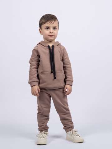 Купить оптом 311-Ш. Свитшот с капюшоном + Штаны, хлопок 65%, 35% ПЭ, 3-х нитка ( без начеса) шоколад 80,86,92 в Серове