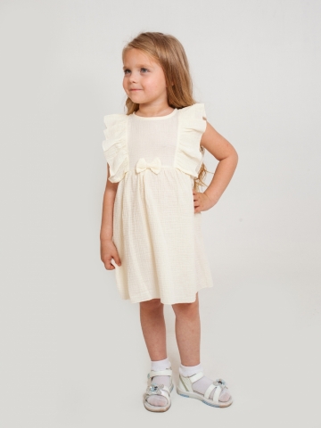 Купить 322-СЛ. Платье из муслина детское, хлопок 100% сливочный, р. 98,104,110,116 в Серове