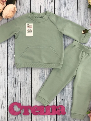 Купить оптом 312-ОЛ. Свитшот+ Штаны , хлопок 70%, 25% ПЭ, 5% лайкра, 2 нитка петля без начеса, олива 80,86,92 в Серове