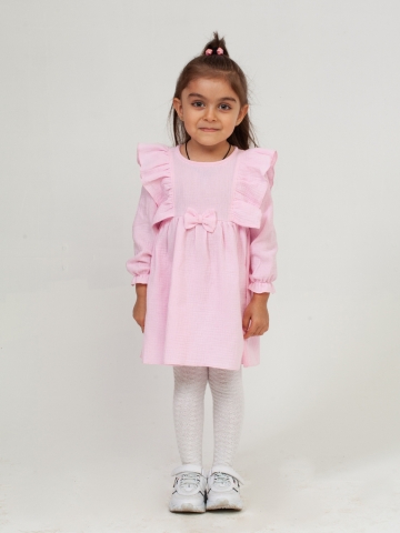 Купить 321-Р. Платье из муслина детское, хлопок 100% розовый, р. 98,104,110,116 в Серове